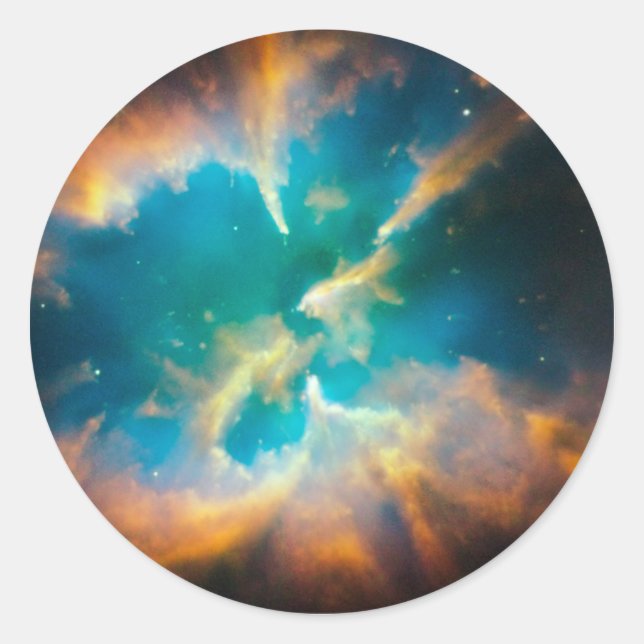 Sticker Rond Aqua Blue Celestia Splendid Nebula Photo (Devant)