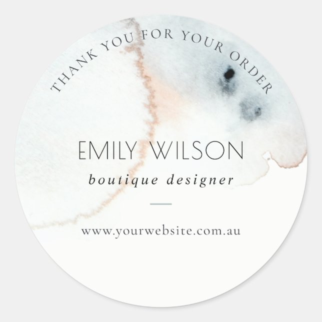 Sticker Rond Aqua Blue Gold Merci pour votre site de commande (Devant)