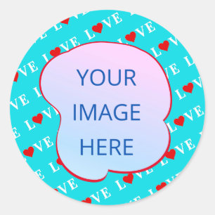 Sticker Rond Aqua Blue LOVE Modern Chic
