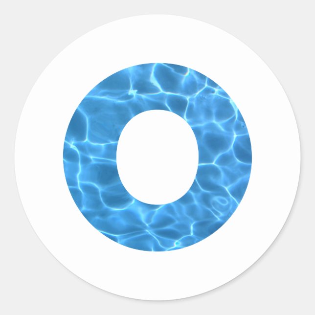 Sticker Rond Aqua Blue Piscine Photo Monogramme O (Devant)