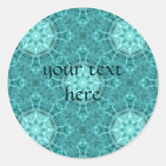 Sticker Rond Aqua et kaléidoscope fractal turquoise