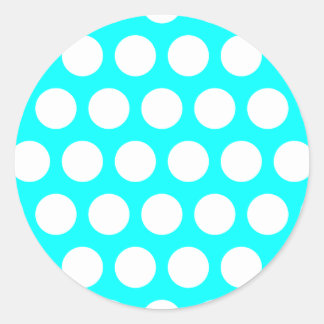 Sticker Rond Aqua et Pois blancs