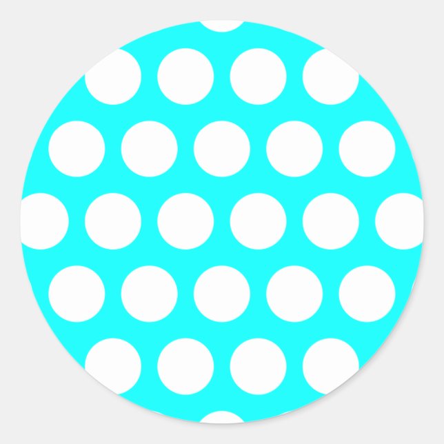 Sticker Rond Aqua et Pois blancs (Devant)