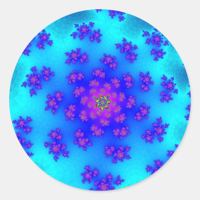 Sticker Rond Aqua Floral Sprinkings (Devant)