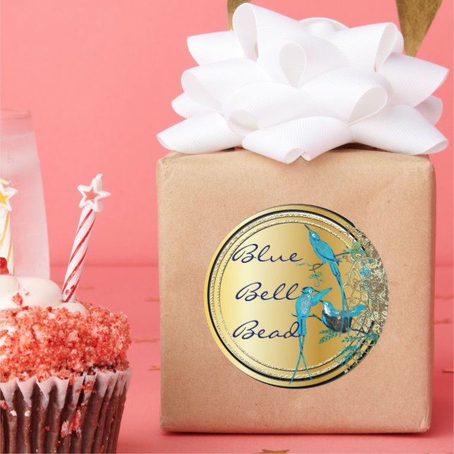 Sticker Rond Aqua Hummingbird Swirl (Fête)