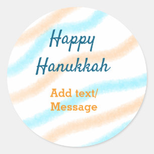 Sticker Rond Aqua orange happy Hanoukka ajouter un nom message