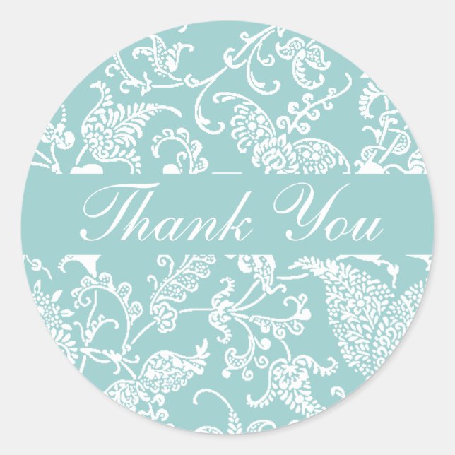 Sticker Rond Aqua Paisley Merci (Devant)
