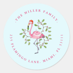 Sticker Rond Aqua & Pink Flamant rose Vacances