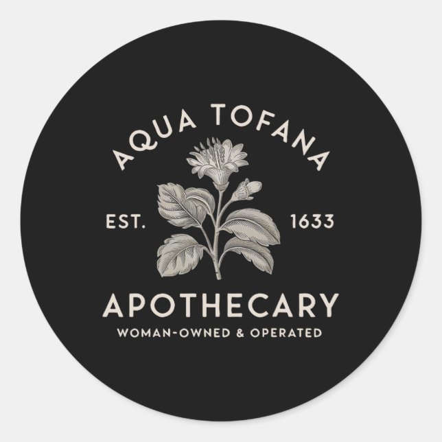 Sticker Rond Aqua Tofana Apothecary Est 1633 Opérat Femme (Devant)