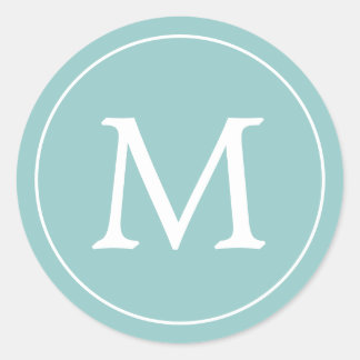 Sticker Rond Aqua White Elegant Monogramme