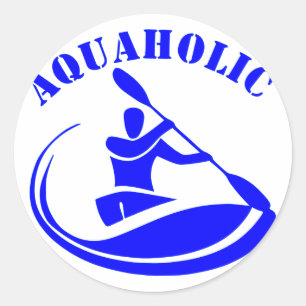 Sticker Rond Aquaholic Kayak Guy