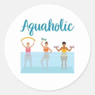 Sticker Rond Aquaholic Water Aaérobic Femmes
