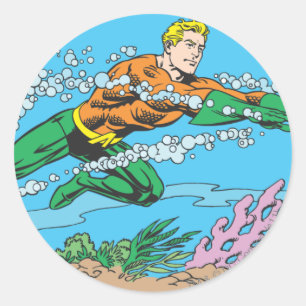 Sticker Rond Aquaman Dashes À Travers L'Eau