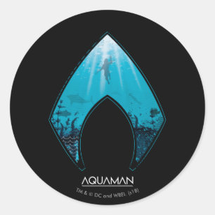Sticker Rond Aquaman   voient le graphique d'océan de logo