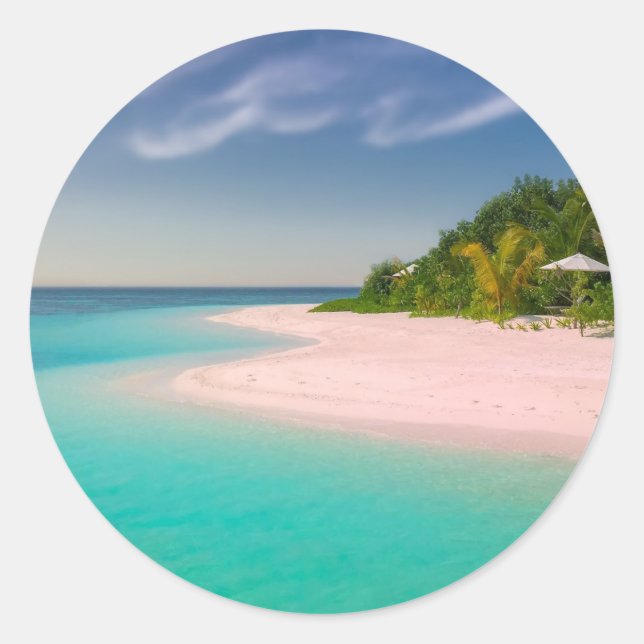 Sticker Rond Aquamarine Ocean Tropical Beach Scenic (Devant)