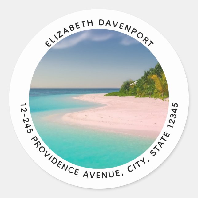 Sticker Rond Aquamarine Ocean Tropical Beach Scenic Address (Devant)