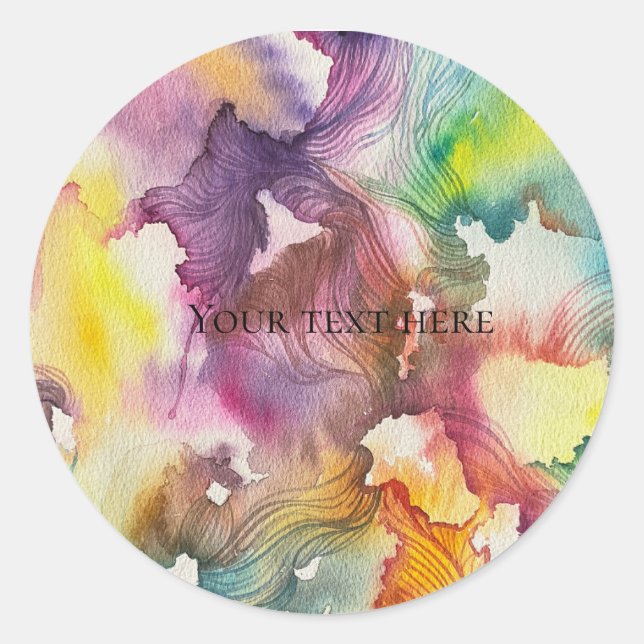 Sticker Rond  Aquarelle Abstraite  (Devant)