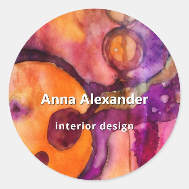 Sticker Rond Aquarelle Abstraite Couleur Émergente (Devant)