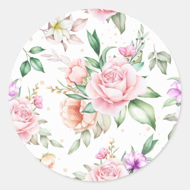 Sticker Rond Aquarelle Abstraite florale pour femmes Backgro (Devant)
