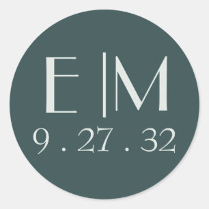 Sticker Rond Aquarelle Abstraite moderne Moss Vert Sage Initial