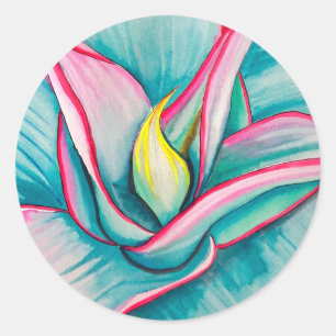 Sticker Rond Aquarelle agave succulente art