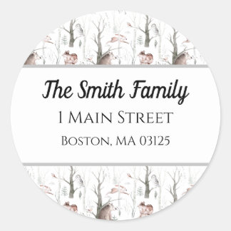 Sticker Rond Aquarelle Animaux forestiers