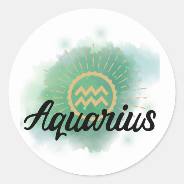Sticker Rond Aquarelle Aquarius (Devant)