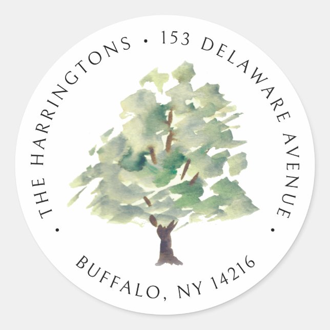 Sticker Rond Aquarelle Arboriste Vert Illustré À La Main (Devant)