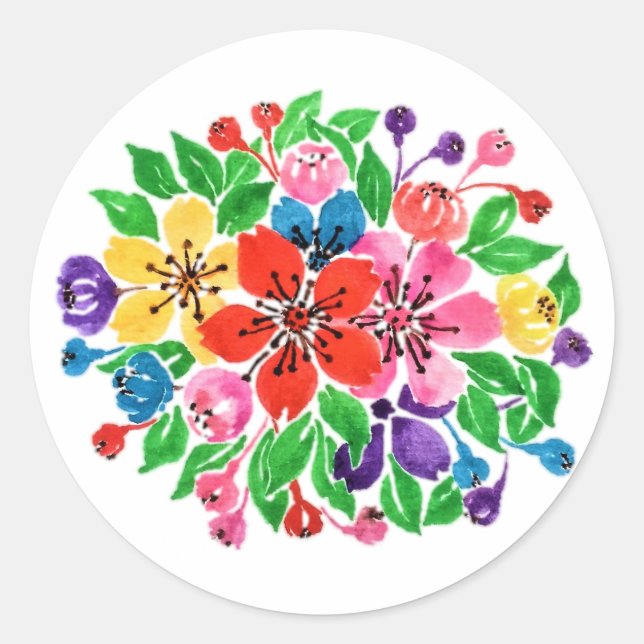 Sticker Rond Aquarelle Arc-en-ciel (Devant)