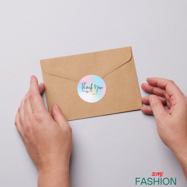 Sticker Rond Aquarelle arc-en-ciel Merci de mariage élégant (#ordernow)