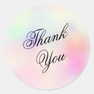 Sticker Rond Aquarelle arc-en-ciel Merci rose