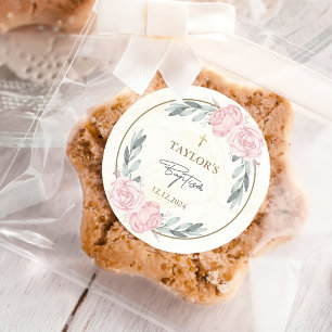 Sticker Rond Aquarelle assez neutre Baptême floral