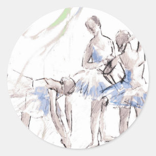 Sticker Rond Aquarelle Ballet Danse Ballerina