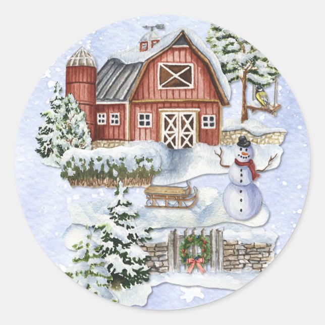 Sticker Rond Aquarelle Barre Porte en pierre (Devant)