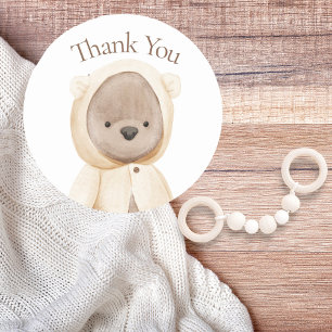 Sticker Rond Aquarelle Bear Cute Aquarelle Baby shower simple M