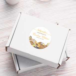 Sticker Rond Aquarelle bébé en construction baby shower