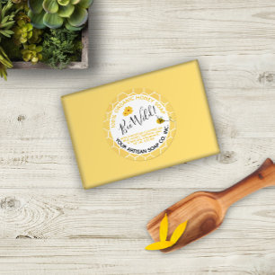 Sticker Rond Aquarelle Bee Flower Honeypeb Honey Soap