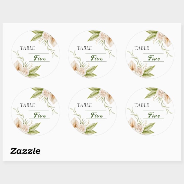 Sticker Rond Aquarelle beige délicate Numéro de tableau (Feuille)