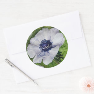 Sticker Rond Aquarelle blanche de l'anémone