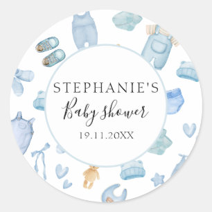 Sticker Rond Aquarelle Blanchisserie Baby shower de verdure ble