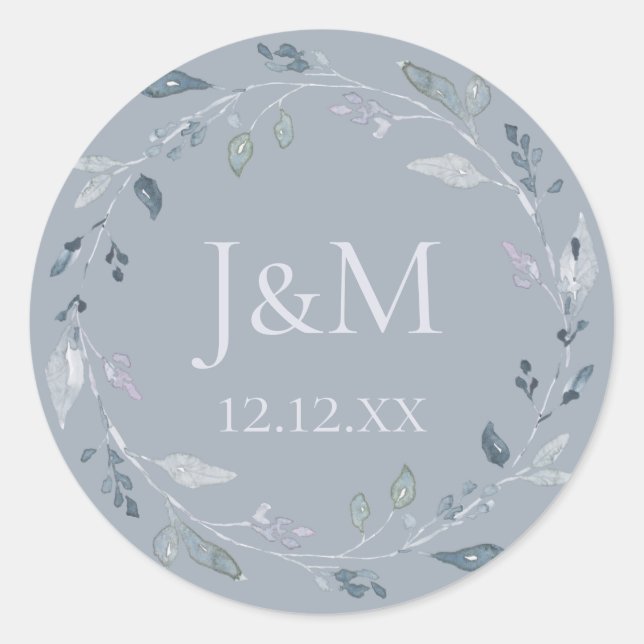 Sticker Rond Aquarelle bleu Dusty (Devant)
