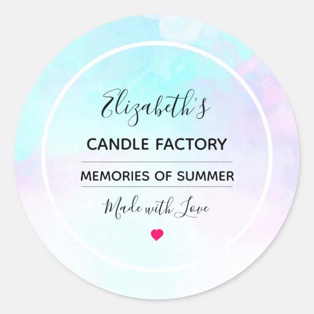 Sticker Rond Aquarelle bleu et violet moderne Biz savon chandel (Devant)