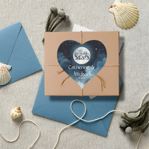 Sticker Rond Aquarelle Bleu étoile Ciel Mariage céleste