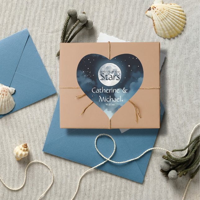 Sticker Rond Aquarelle Bleu étoile Ciel Mariage céleste (Créateur téléchargé)