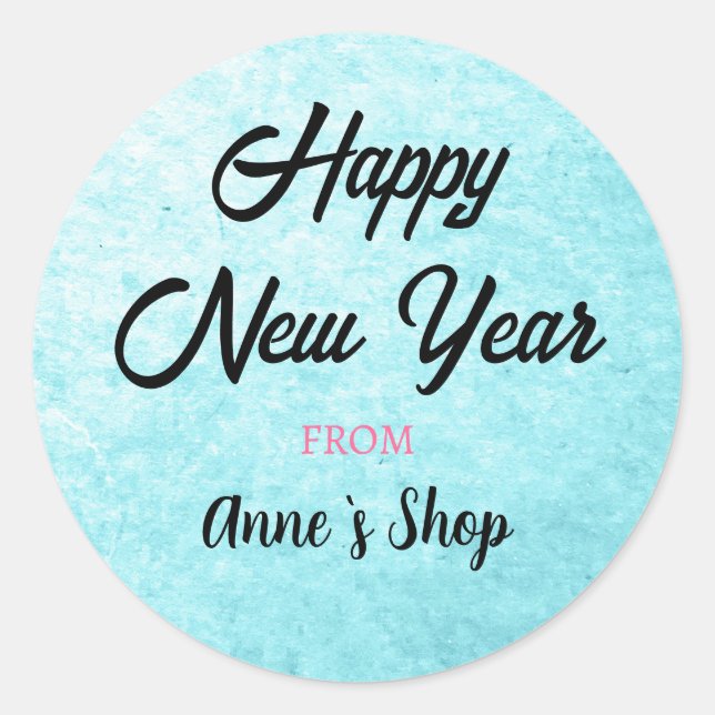 Sticker Rond Aquarelle bleu Personnalisé Nom de la marque Bonne (Devant)