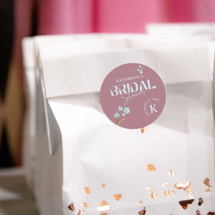 Sticker Rond Aquarelle bleu vintage Fête des mariées florale