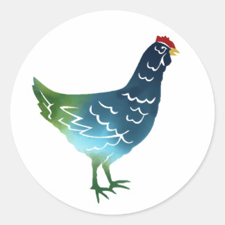 Sticker Rond Aquarelle bleue et verte