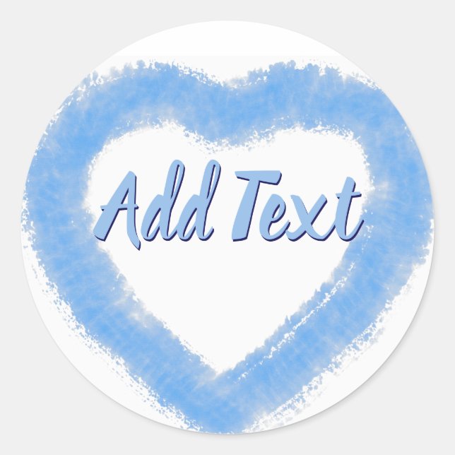 Sticker Rond Aquarelle bleue Forme de coeur (Devant)