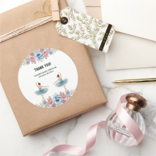 Sticker Rond Aquarelle bleue mignonne Baby shower de Ballerina