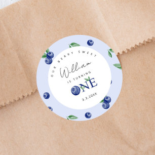 Sticker Rond Aquarelle Blueberry garçon 1er anniversaire
